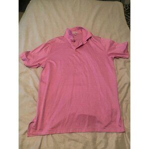 Peter Millar Shirt Pink Men's Large Polo Short Sleeve Button Cotton